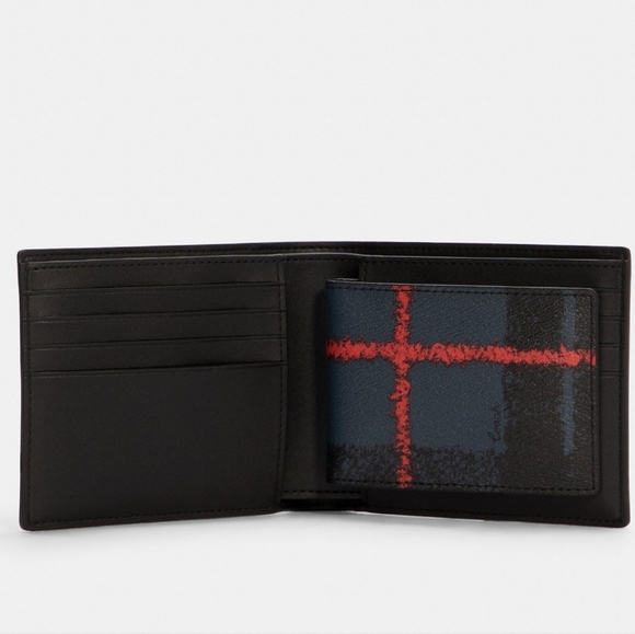 Coach Boxed 3 In 1 Wallet Gift Set With Window Pane Plaid Print - Picture 2 of 2